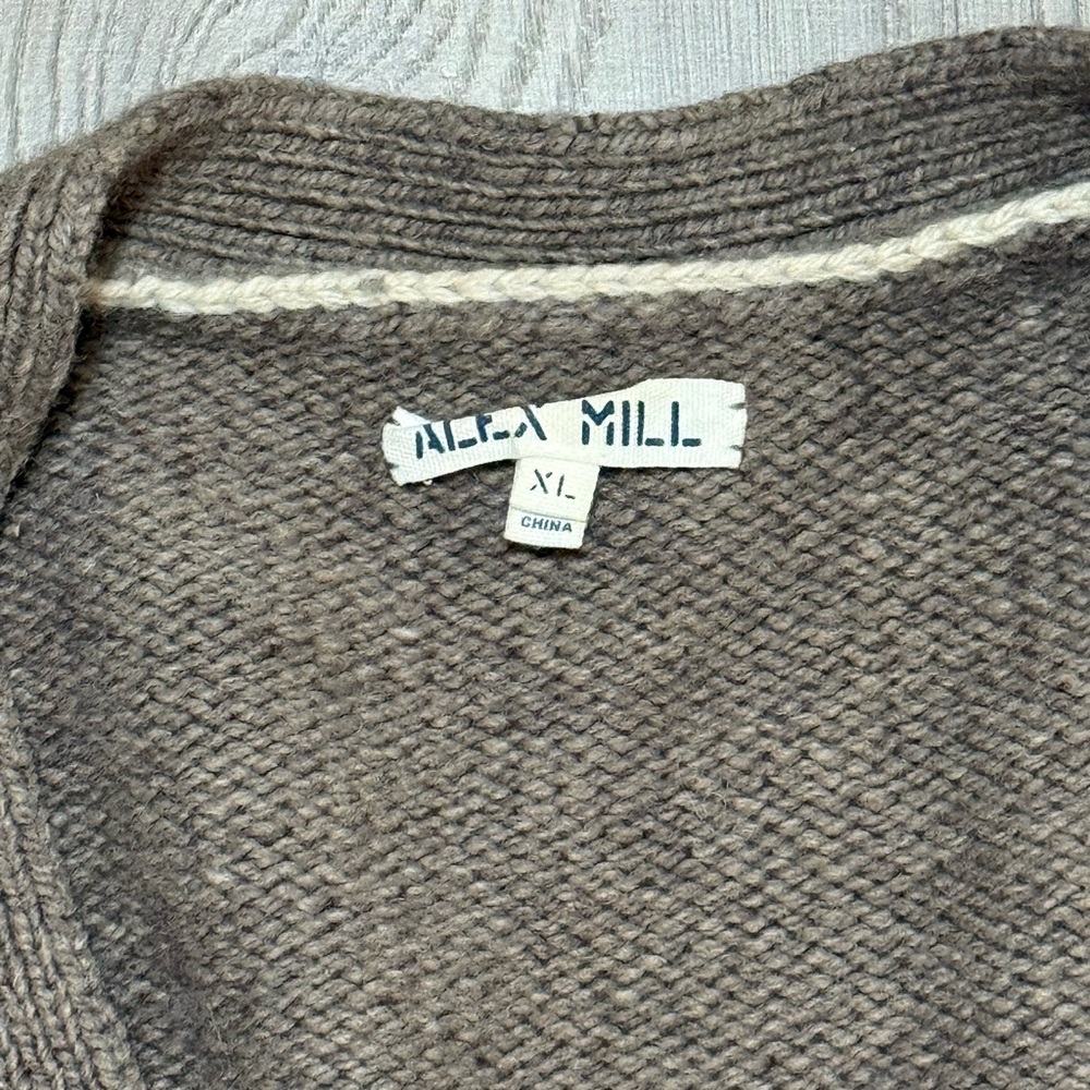 Alex Mill Emma Cardigan XL Lambswool Blend V-Neck Taupe Cozy Classic - Picture 5 of 8